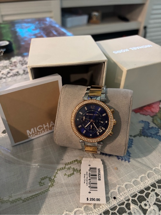 Michael Kors Accessories - Michael Kors Navy Blue Dial Two-Tone Crystal Bezel Watch